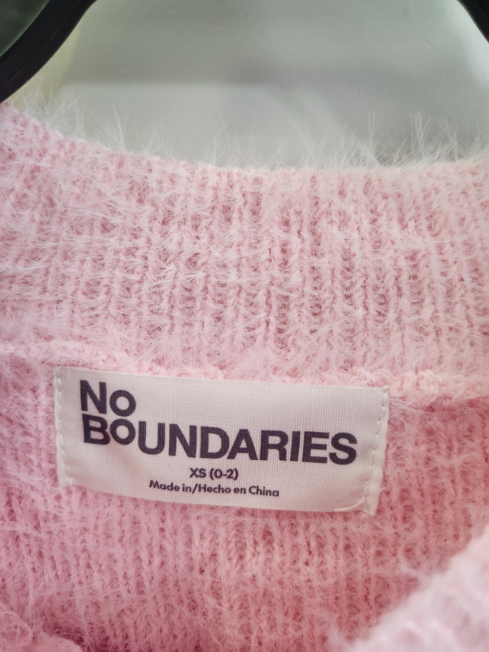 No Boundaries Pink Stripped Fuzzy Crewneck Feather Sweater  Size XS (0-2) - Picture 7 of 8